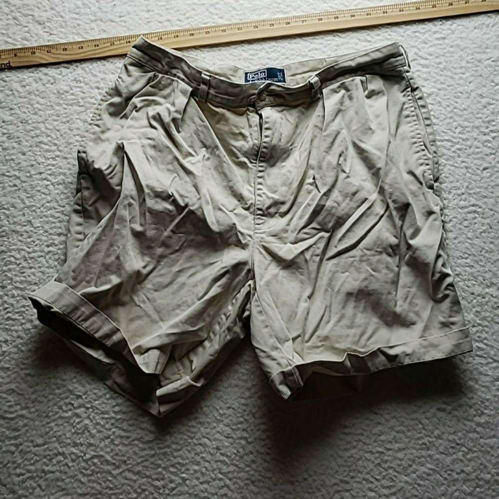 Polo Ralph Lauren Shorts Mens 36 Beige Tyler Short Pleated Chino 11 Inseam